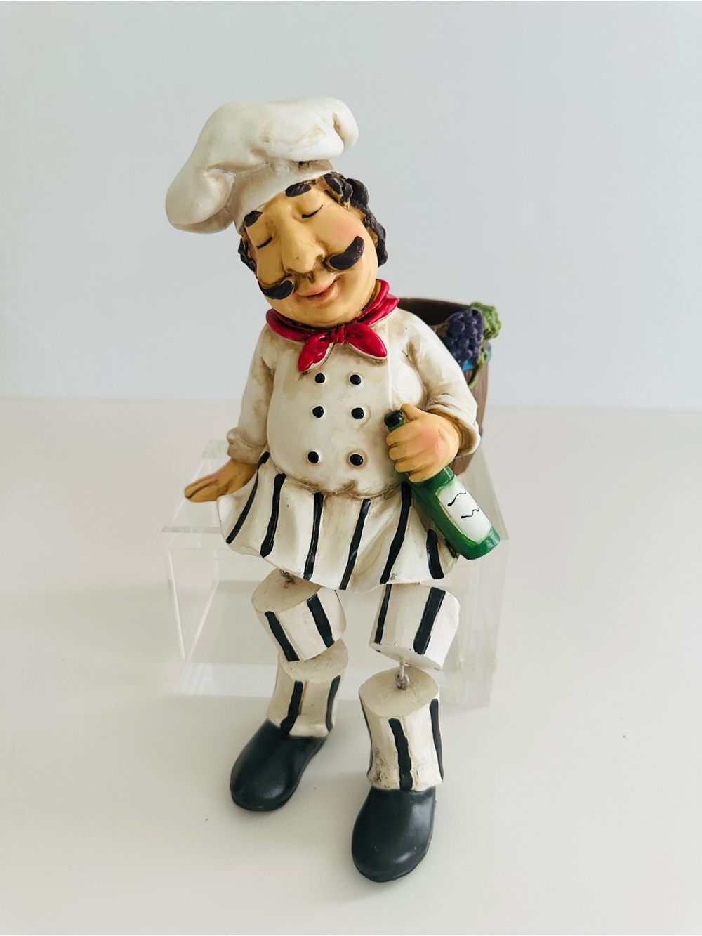 KiaoTime French Chef Shelf Sitter Figurine Decorative Accent in White and Black